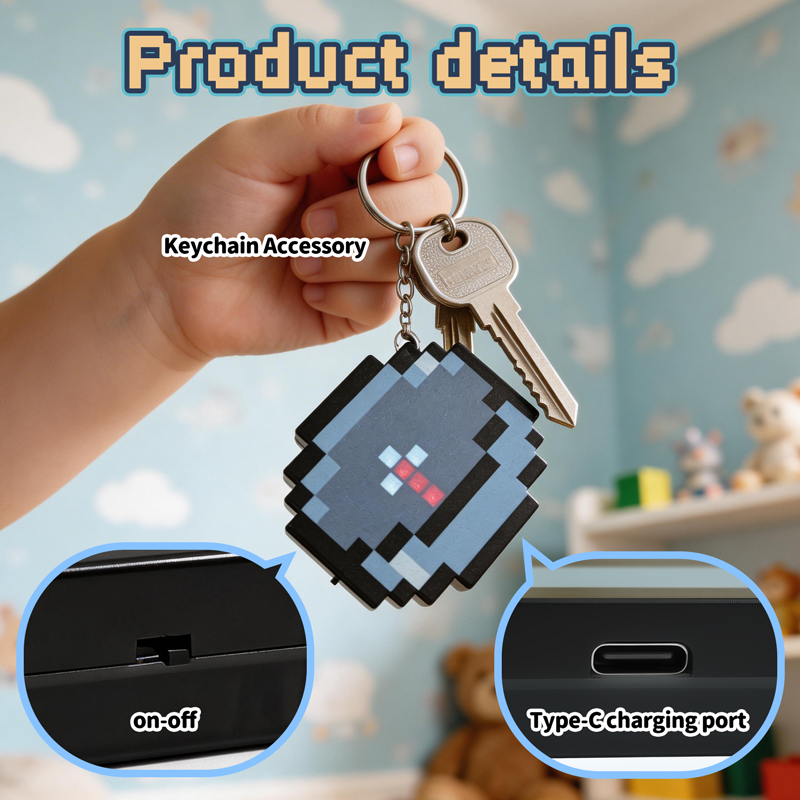 Retro Gaming Portable - Nuovo 2026 Bussola Pixel Ricaricabile Portachiavi,