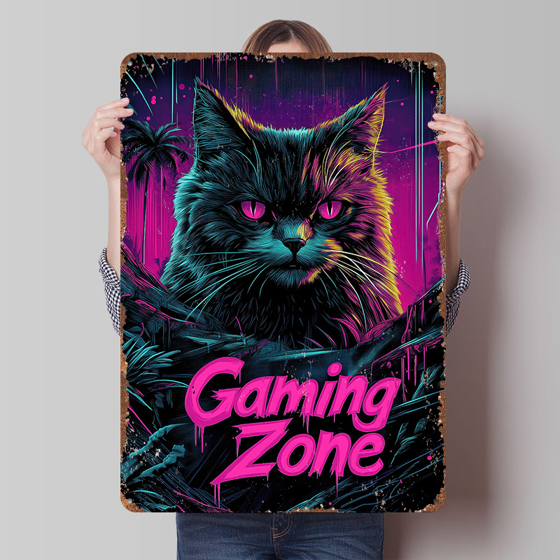 Poster in Metallo a Tema Gatto - Retro Gaming At Home recensione e prezzo