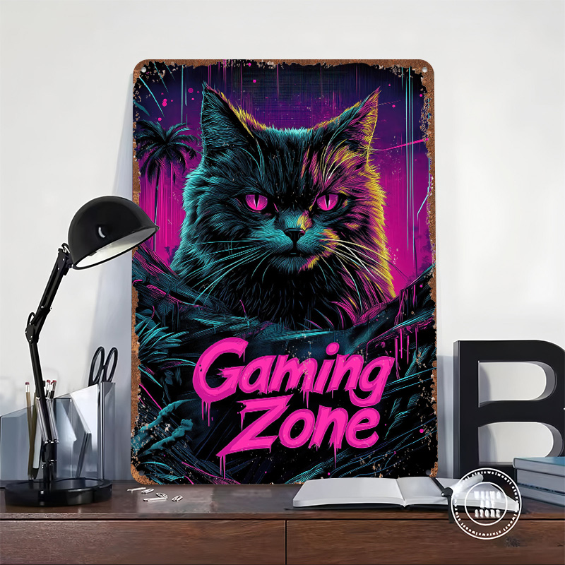 Poster in Metallo a Tema Gatto - Retro Gaming At Home recensione e prezzo